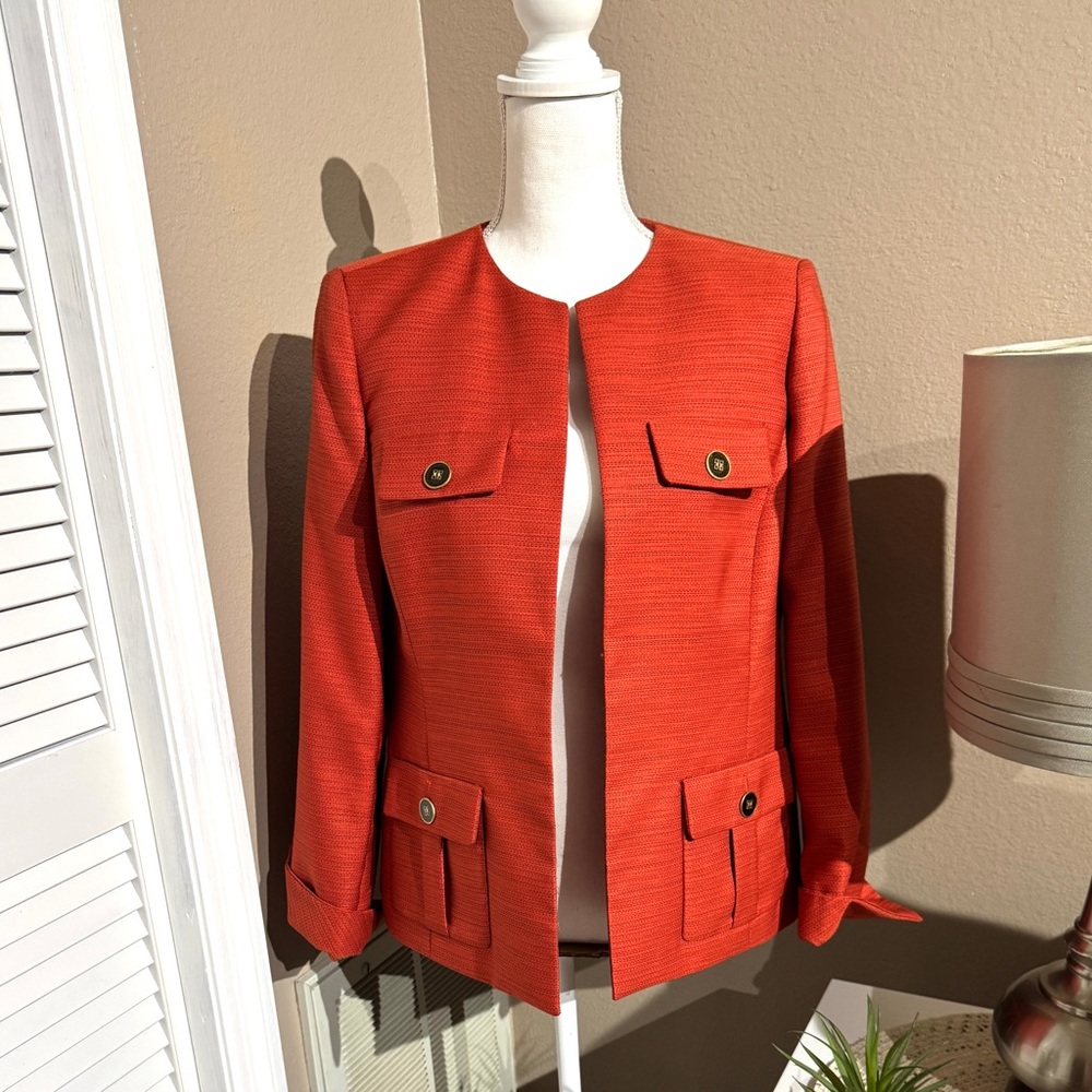 Kasper Women's Bright Orange Blazer Jacket Size 10 Quality
